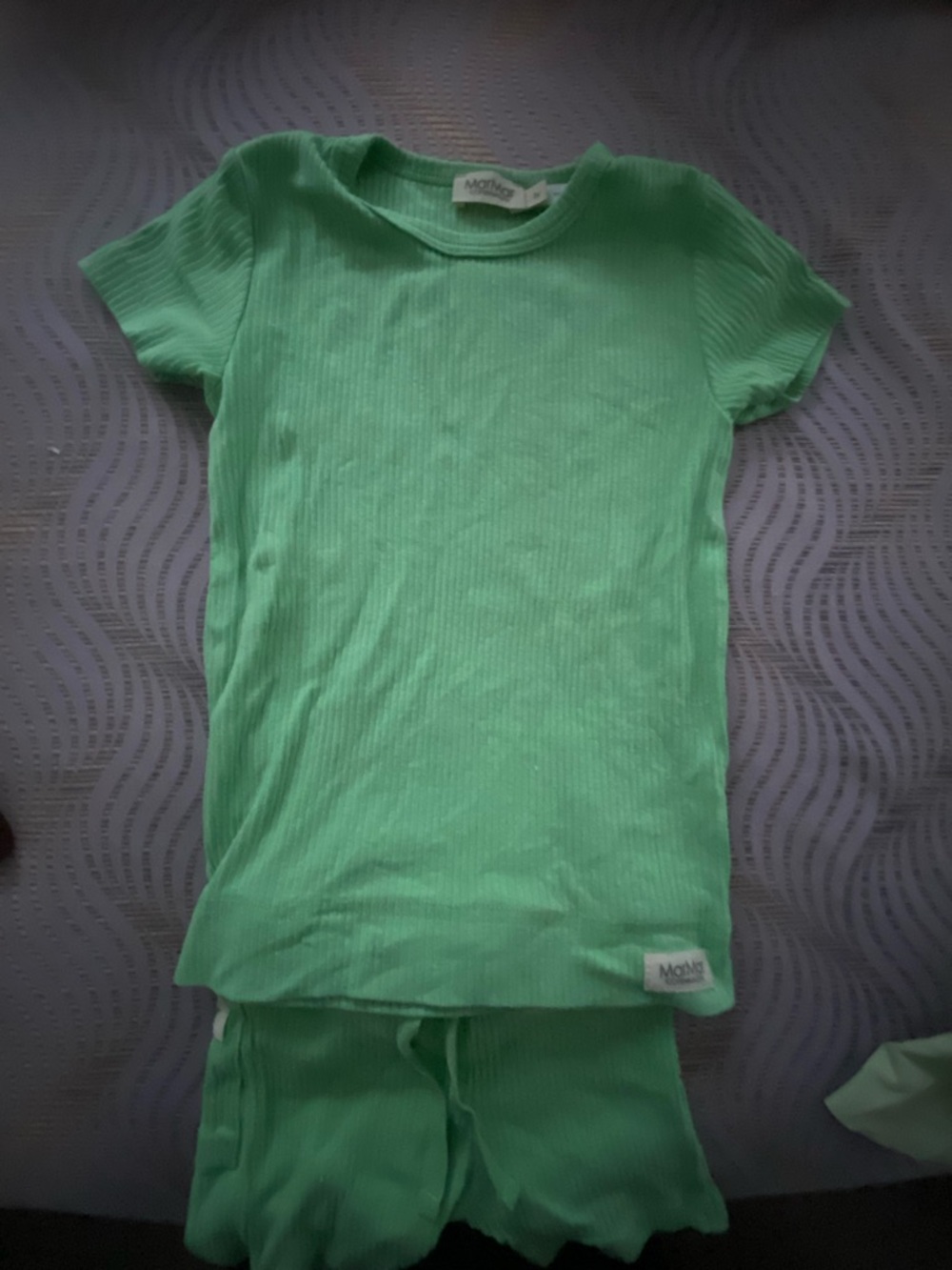 MarMar Copenhagen Green Ribbed Tee and Shorts Set